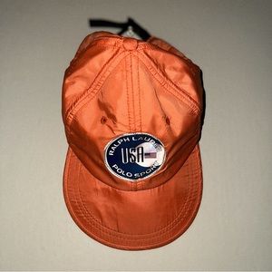 Rare Polo Sport Ralph Lauren Hat USA Nylon Orange Circle Patch